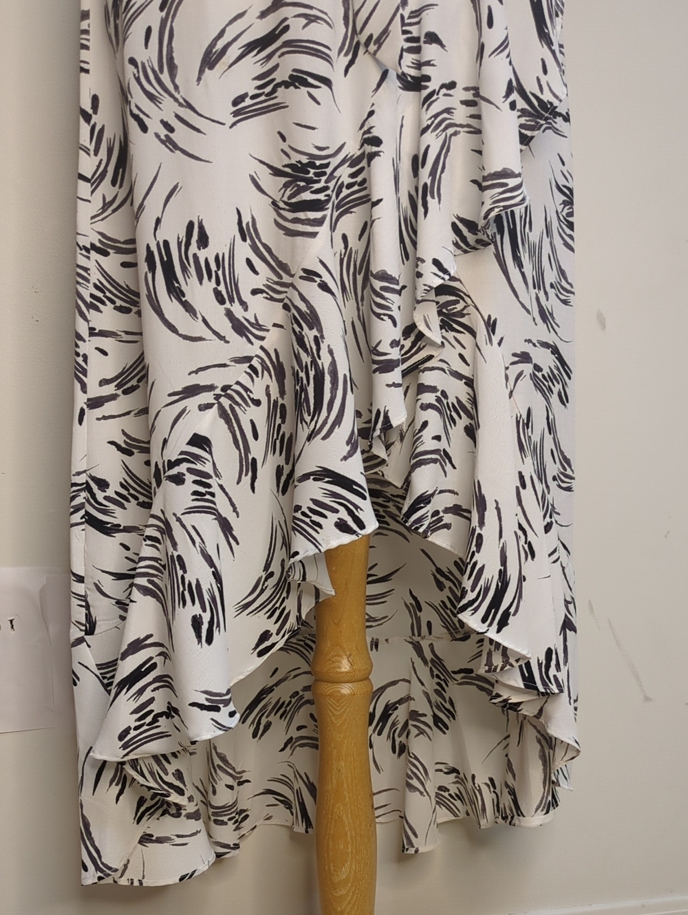 APRICOT Vneck Tank Summer Dress - White With Black Abstract Print - High Low Hem - Picture 5 of 6